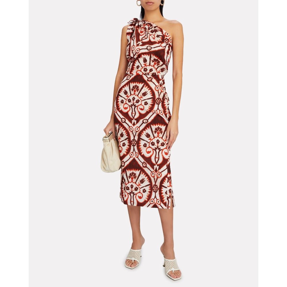 Johanna Ortiz Shells At Dusk Midi Dress in Chili Red/Ecru 0
